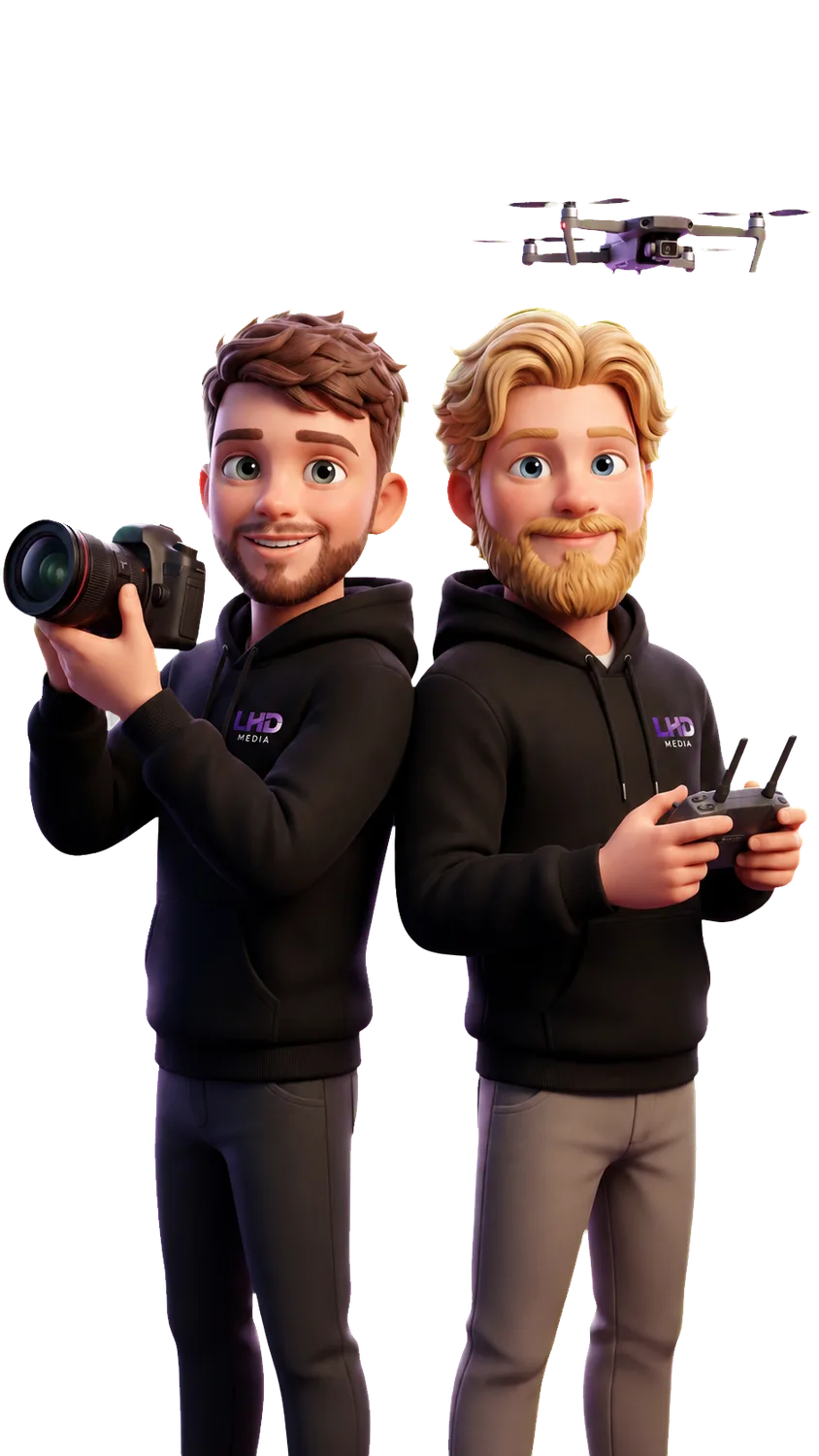 Das Team von LHD Media mit Kamera und Drohne